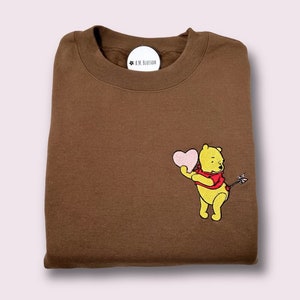 Cute teddy bear Valentines day sweater / t shirt / hoodie /pooh bear embroidered crewneck / gift for her / gift for him Winnie the Pooh