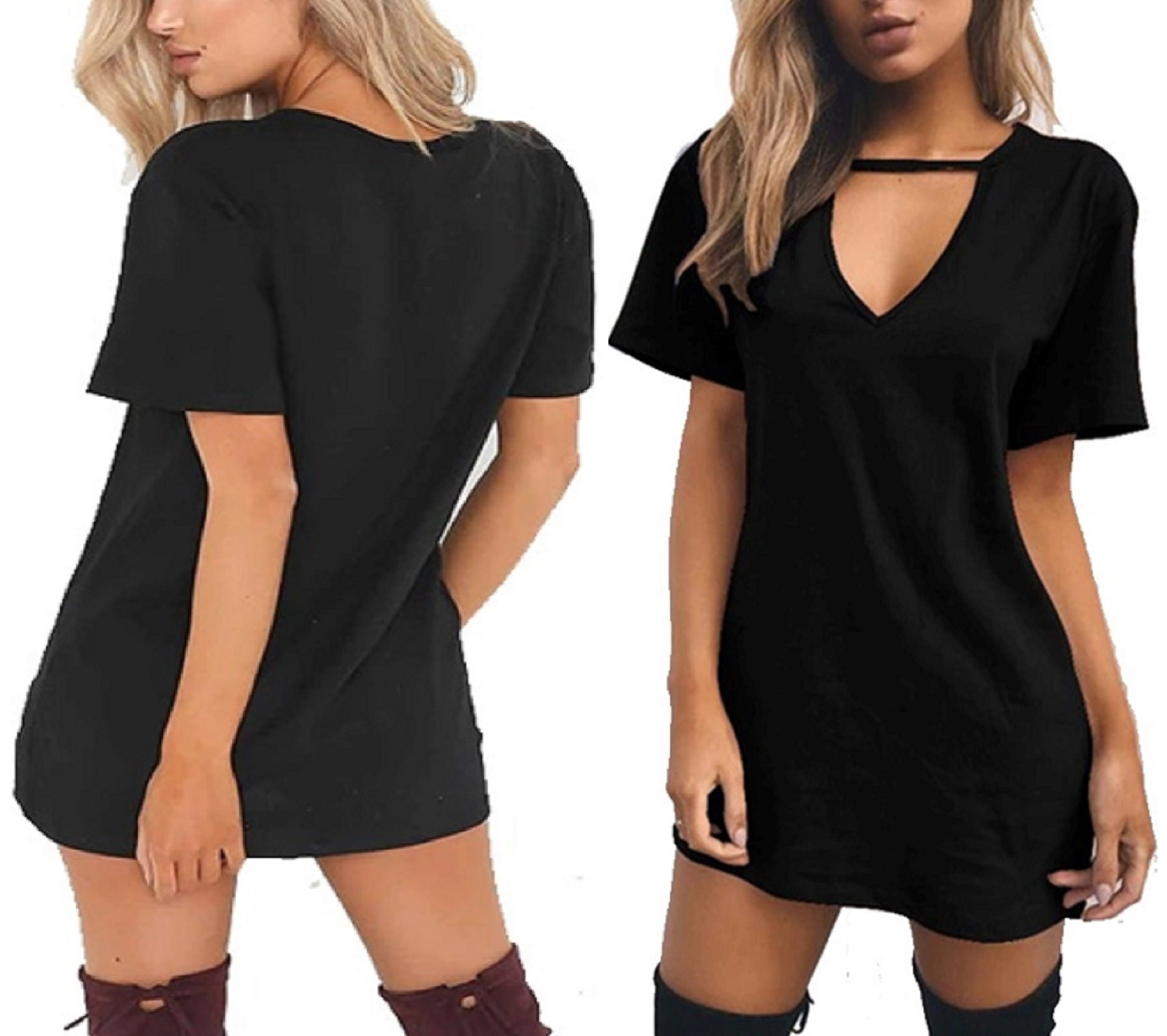 v neck tee shirt dress