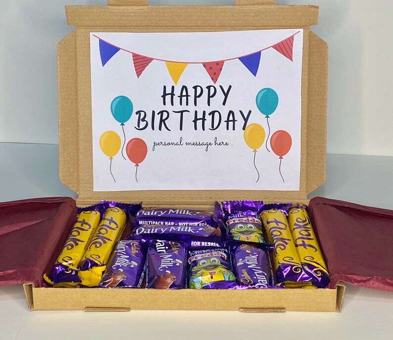 Letterbox Gift. Cadbury Personalized message Birthday chocolate box