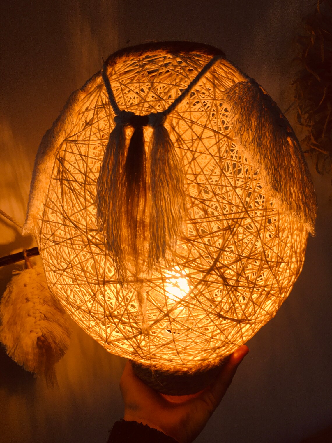 Lampe bohème et naturelle bohemian lamp. Fabrication Etsy