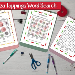 Three, Pizza Toppings Word Search. Printables, for Children, Mind Game ...