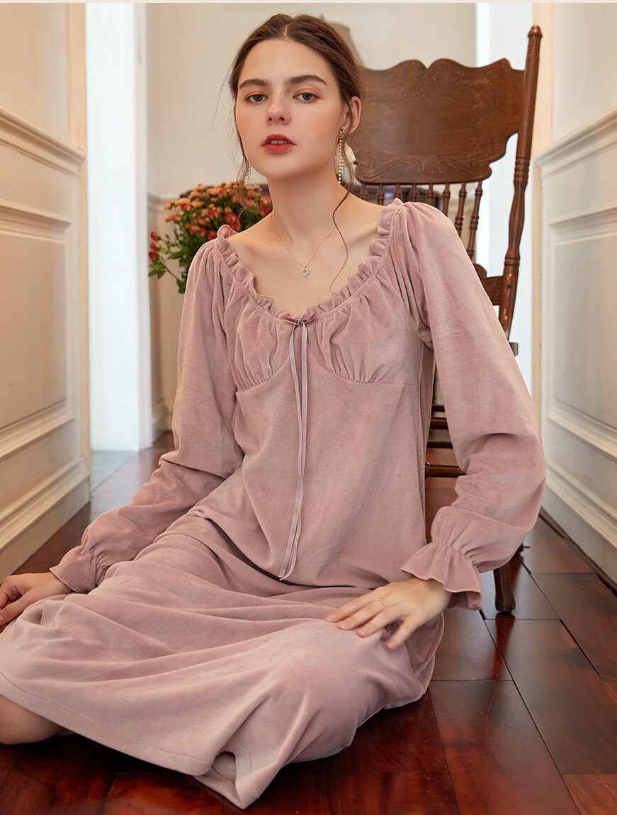 Women Vintage Style Nightgown Retro Bow Nightgowns Loungewear Etsy