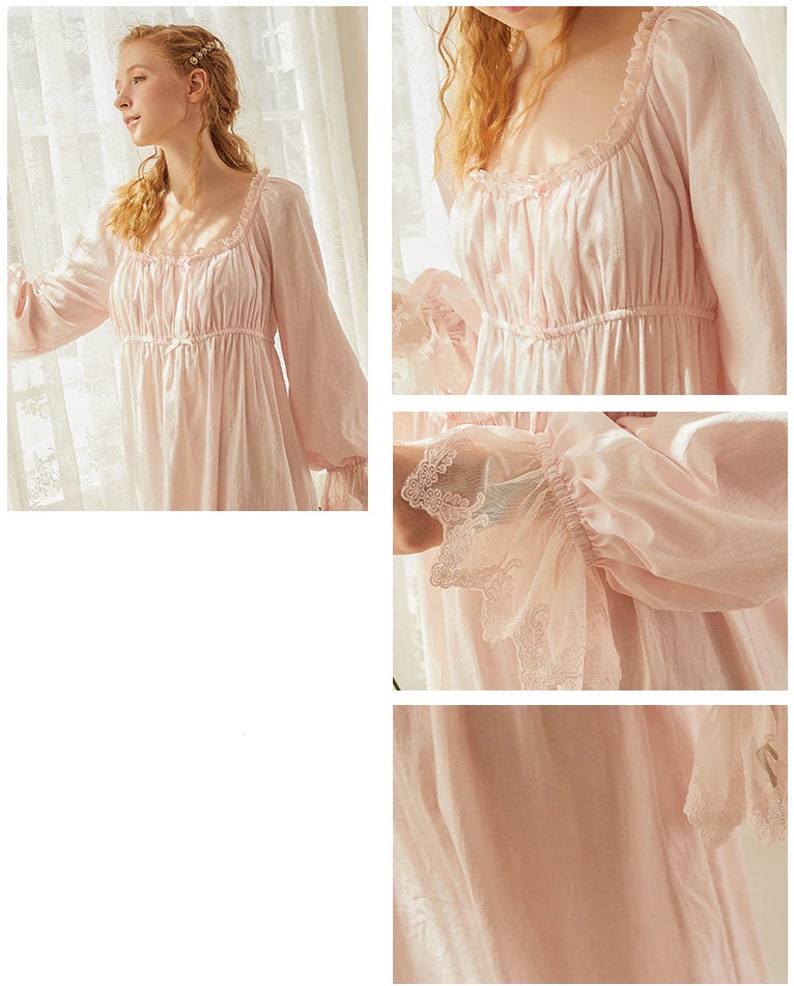 Vintage Cotton Square Nightgown Women Victorian Nightgown Etsy Canada