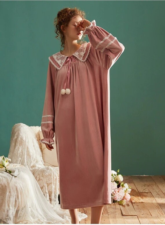 Vintage Nightgown Velvet Victorian 