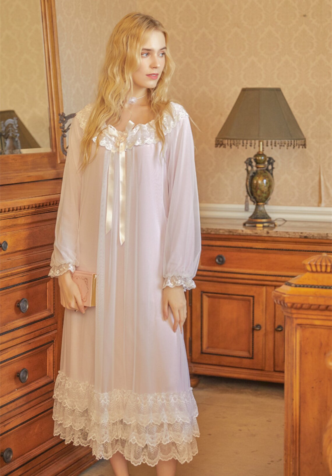 Vintage Lace Plus Size Nightgown Negligee Women Victorian Etsy