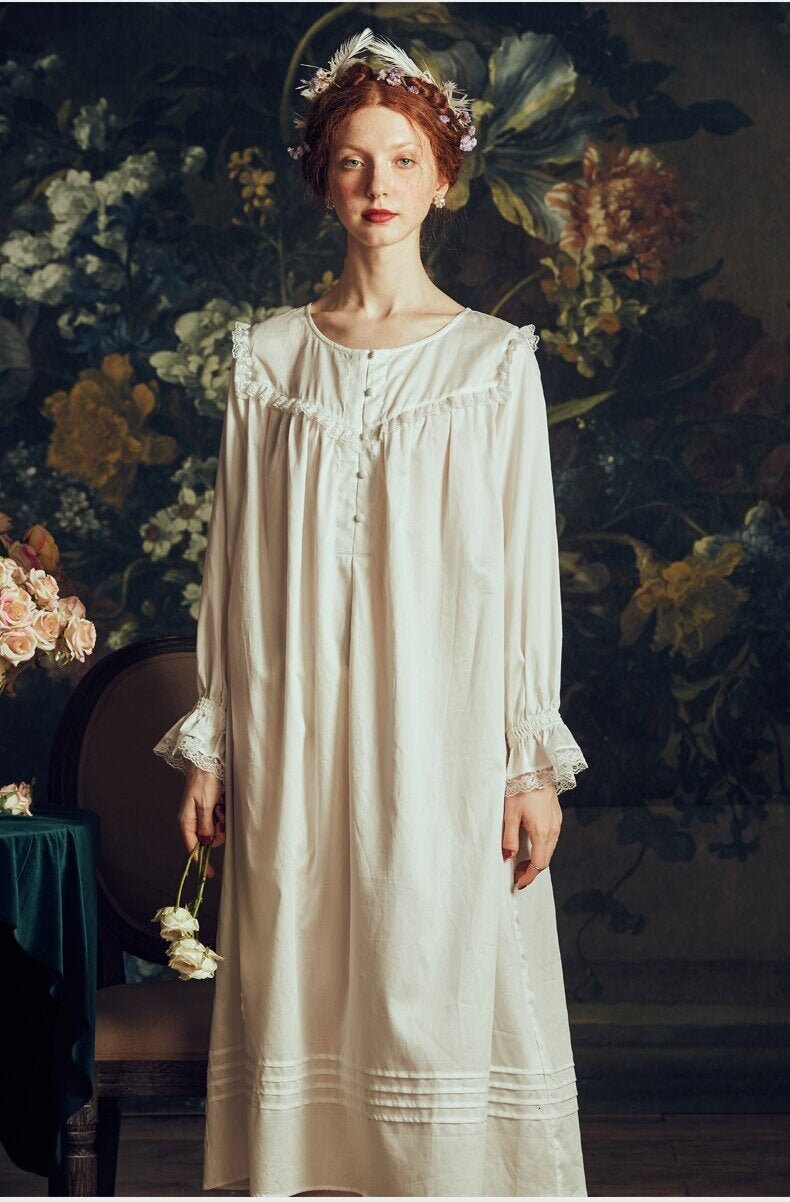 Vintage Chemise Nightgown|PlusSize Cotton Nightwear| Victorian ...