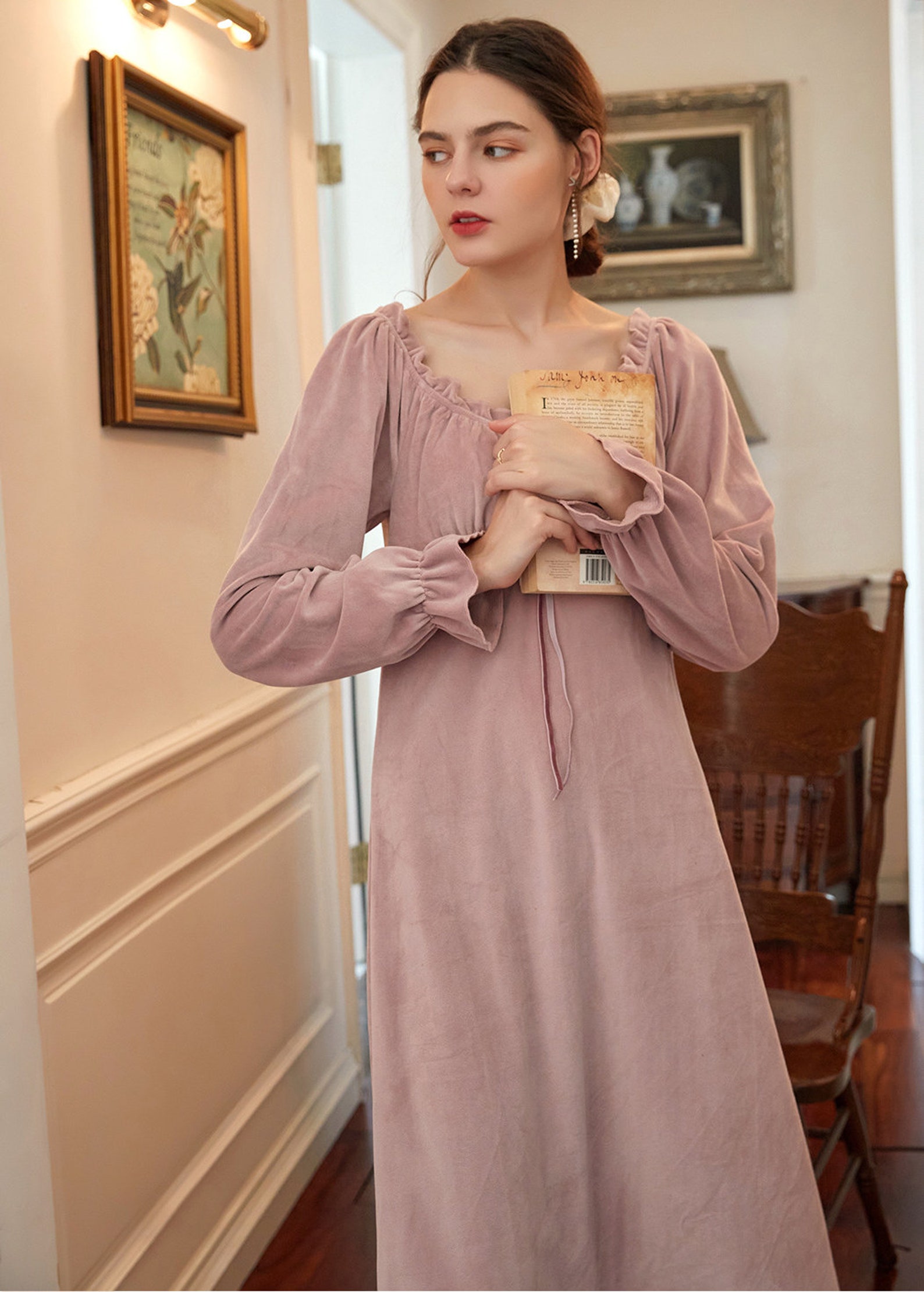 Women Vintage Style Nightgown Retro Bow Nightgowns Loungewear Etsy