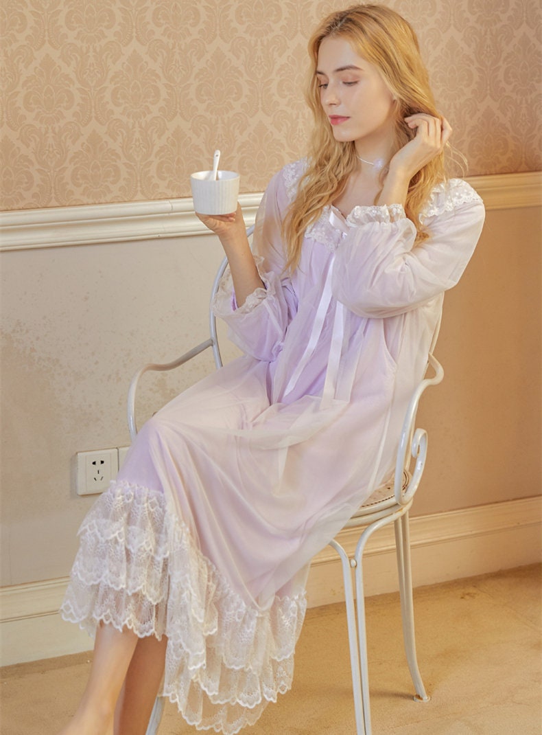 Vintage Lace Plus Size Nightgown Negligee Women Victorian Etsy