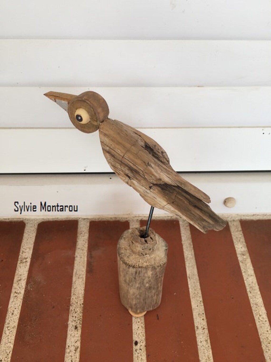 Le petit oiseau en bois flotté bois recyclé métal création en Etsy