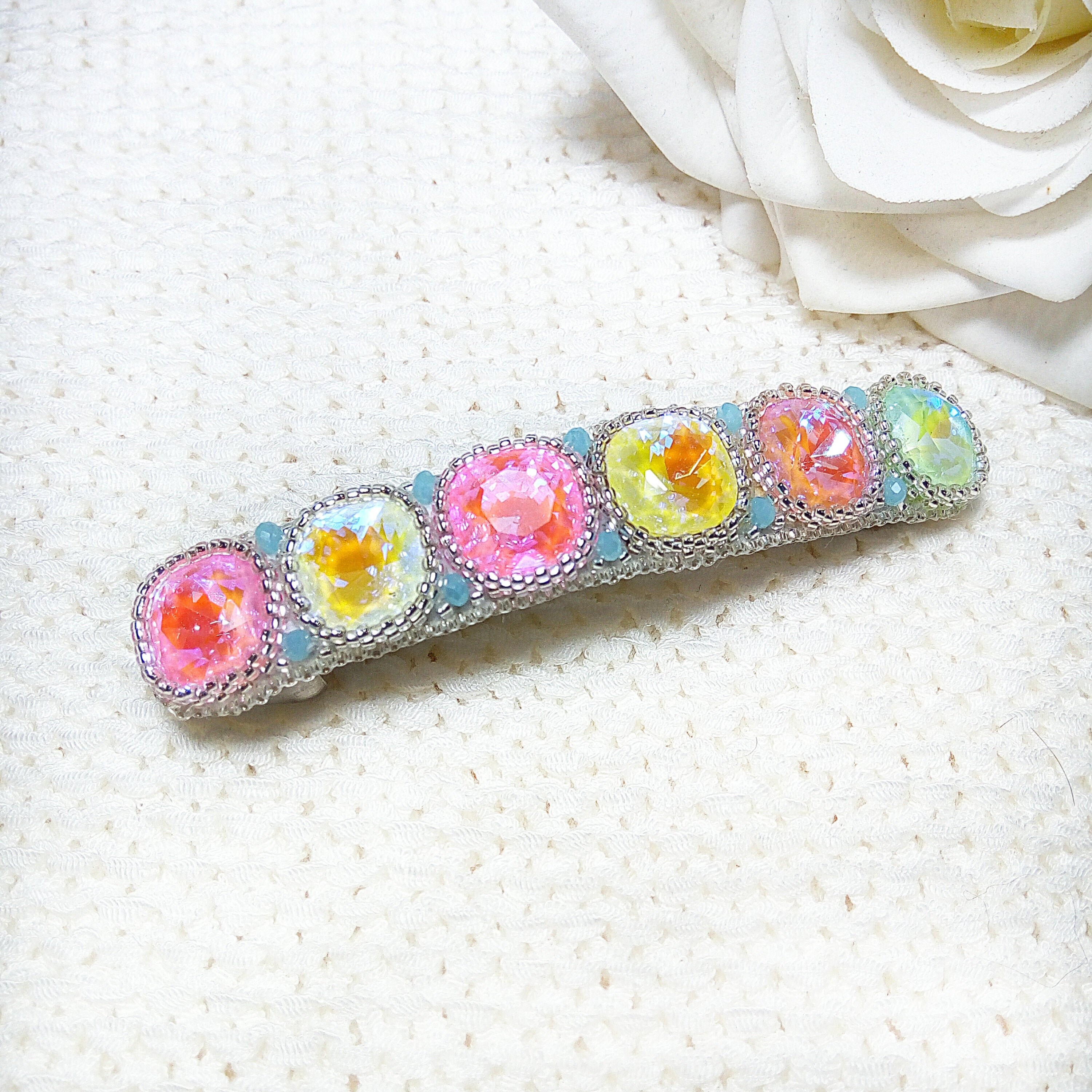 Bright hair clip in silver color handmade hair clip jewelry Etsy
