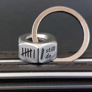 Tally Marks Engraved Nut Keyring 6th Anniversary Iron Wedding gift for Him