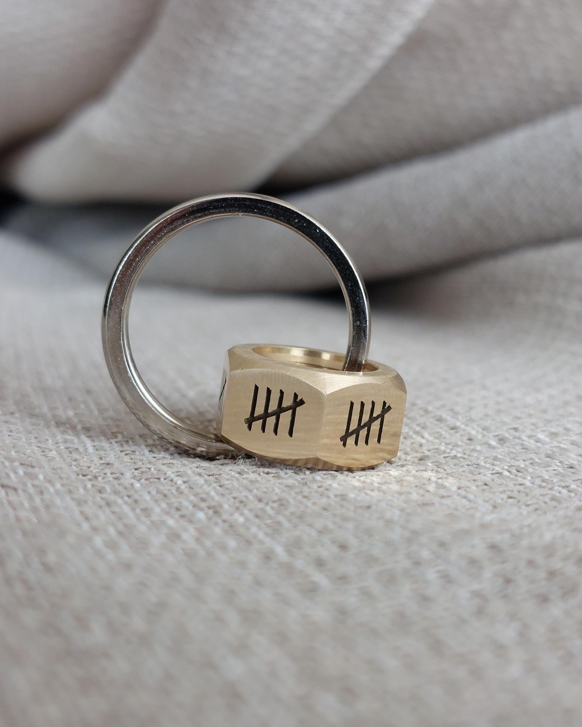21 Tally Marks Engraved Nut Keychain, 21st Wedding Anniversary