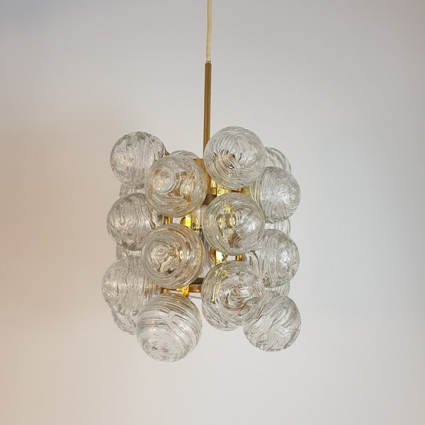 Doria Snowball Cailing Lamp, Deckenlampe, 60s, 60er, Brass, Messing, Murano, Sputnik,  Mid Century, Vintage, Glas, Glass, Hängelampe