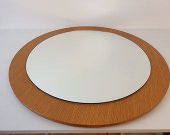 Round Wall Mirror, Wandspiegel, Oak, Eiche, Decoratve Tray,Deco Tablett, 70s, Vintage, Mid Century, Modern, 70er, Dänish Design, Dänisch