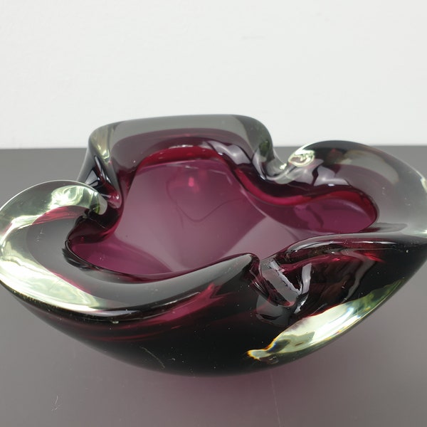 Murano Ashtray from Italy, Purple-Green, 60s, Murano Aschenbecher aus Italien,Lila-Grün, 60er, Mid Century, Vintage, Modern