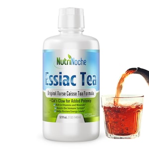 NutriNoche All Natural Essiac Tea - Pure Essiac Liquid Herbal Supplement - Organic and WildCrafted Herbs - 32 oz - Pre-Brewed Ready to Drink