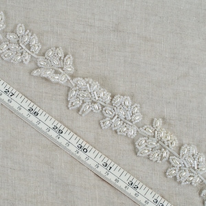 Vintage Trim with Bugle and Seed Beads and Faux Pearls 1 1/2" Wide