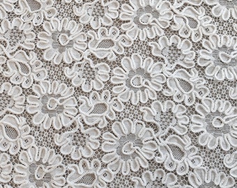 1 Yard+ Vintage Soutche Corded Lace Double Scallop in Pearl White 48" Wide