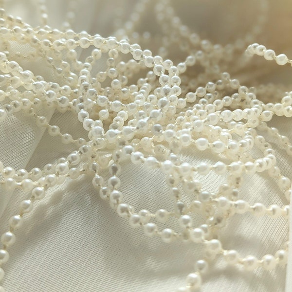 Bulk Vintage Threaded Faux Pearl Bead Strand 2.5mm or 3.5mm Diameter in White or Ivory for Trim or Decoration