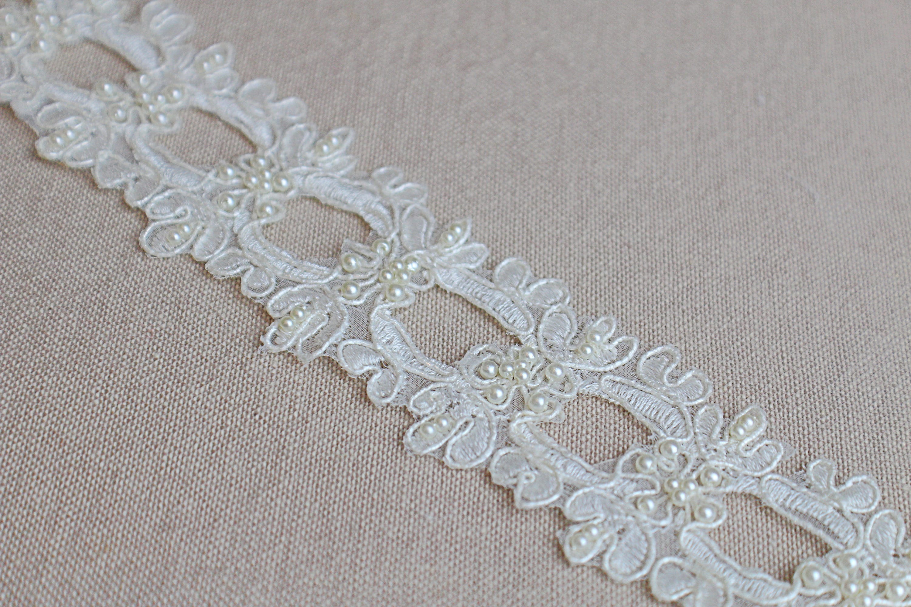 Natural White Beaded Embroidered Ladder Lace Trim 1 1/2 Etsy