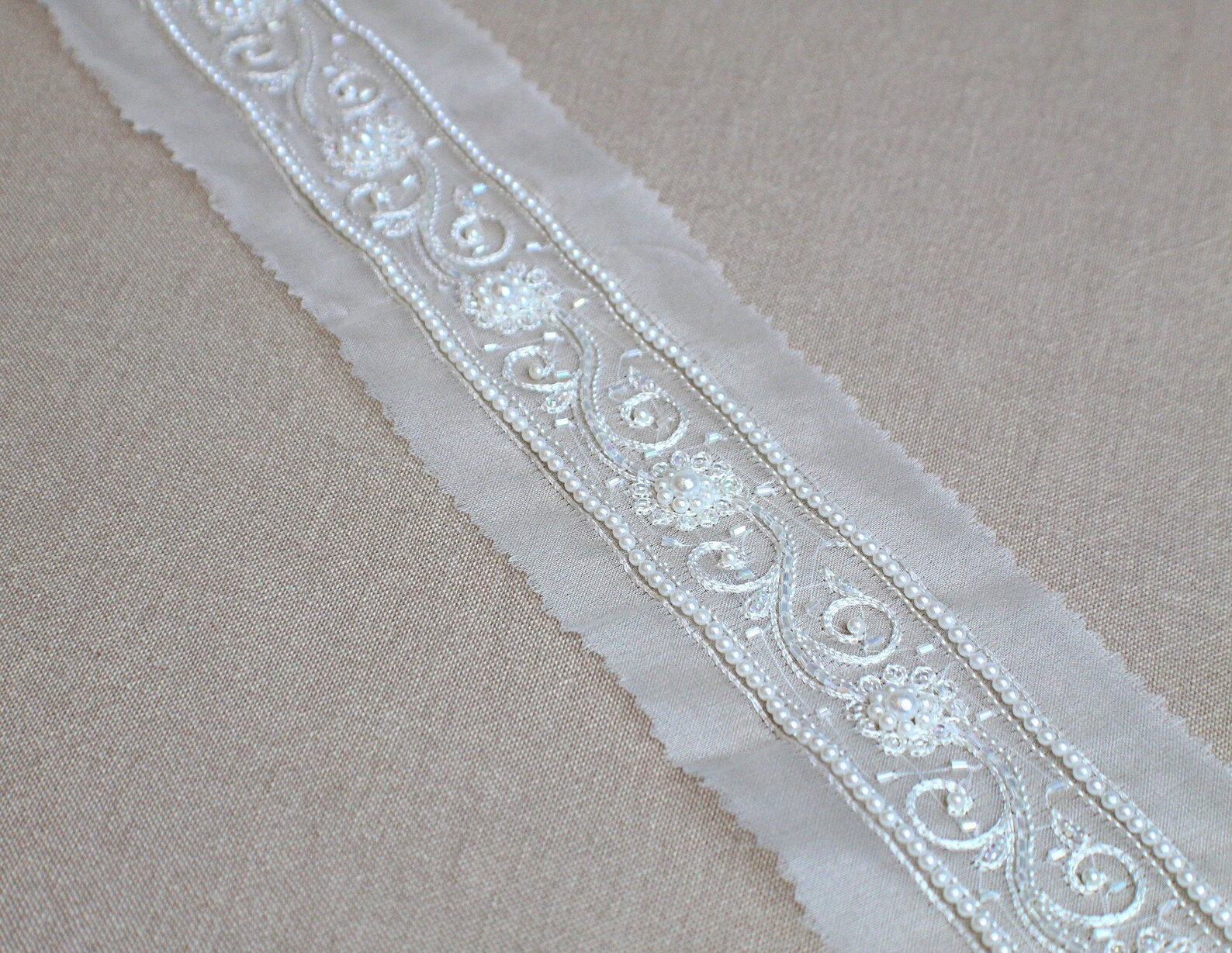 Beaded Embroidered Organza with Swirly Floral Motif 2 Yard Etsy
