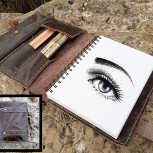 Copertina per diario/quaderno/album da disegno in pelle patchwork personalizzato formato A5, custodia portaoggetti, organizer, portfolio, artista, studente, avventuriero