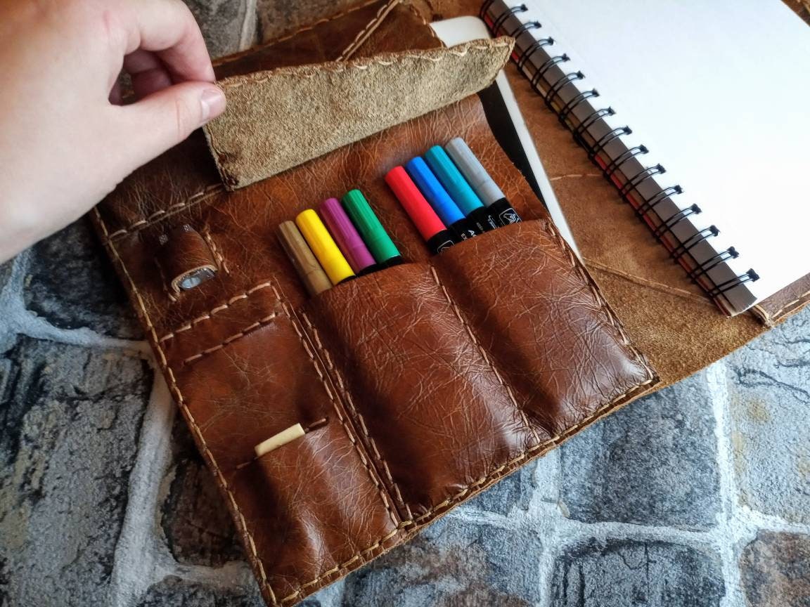 Leather pen pencil holder clip for notebook journal – DMleather