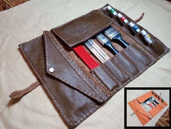 Leather Roll, Artist Roll, Leather Pencil Roll, Leather Pencil Case, Leather  Tool Roll Case, Paint Brush Holder, Craft Tool Roll,pencil Wrap 