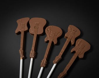 Guitar Design Belgian Milk Chocolate Lollipops/ rock/instrument/band/ acoustic/ ES mix