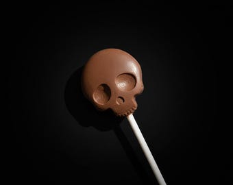 Spooky Halloween Skull-Shaped Belgian Milk Chocolate Lollipops - Set of 4 Creepy Treats