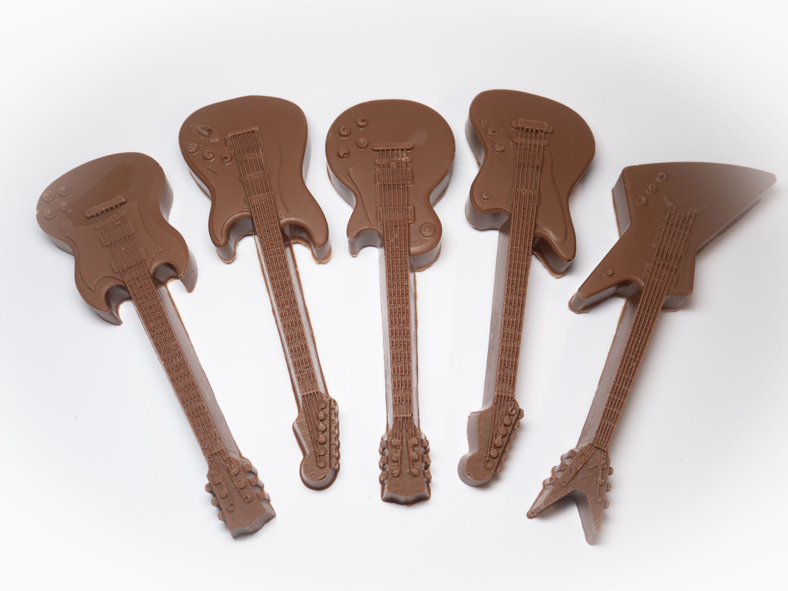 Five Belgian milk chocolate guitar bars Etsy