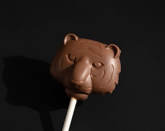 Safari Animal Belgian Milk Chocolate Lollipops: Tiger(set of 4)