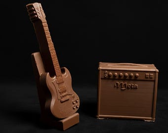 Guitar amp set Belgian Chocolate Cake Topper with Stand & Amp Rock Band Instrument Dessert Decoration