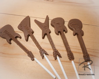 Belgian Milk Chocolate Guitar Lollipops: SG/ Stratocaster mix