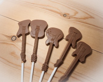 Guitar Design Belgian Milk Chocolate Lollipops