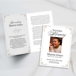 8 Page Funeral Program Template, Editable Canva Modern Design, Obituary Memorial Program, Celebration of Life, In Loving Memory Keepsake