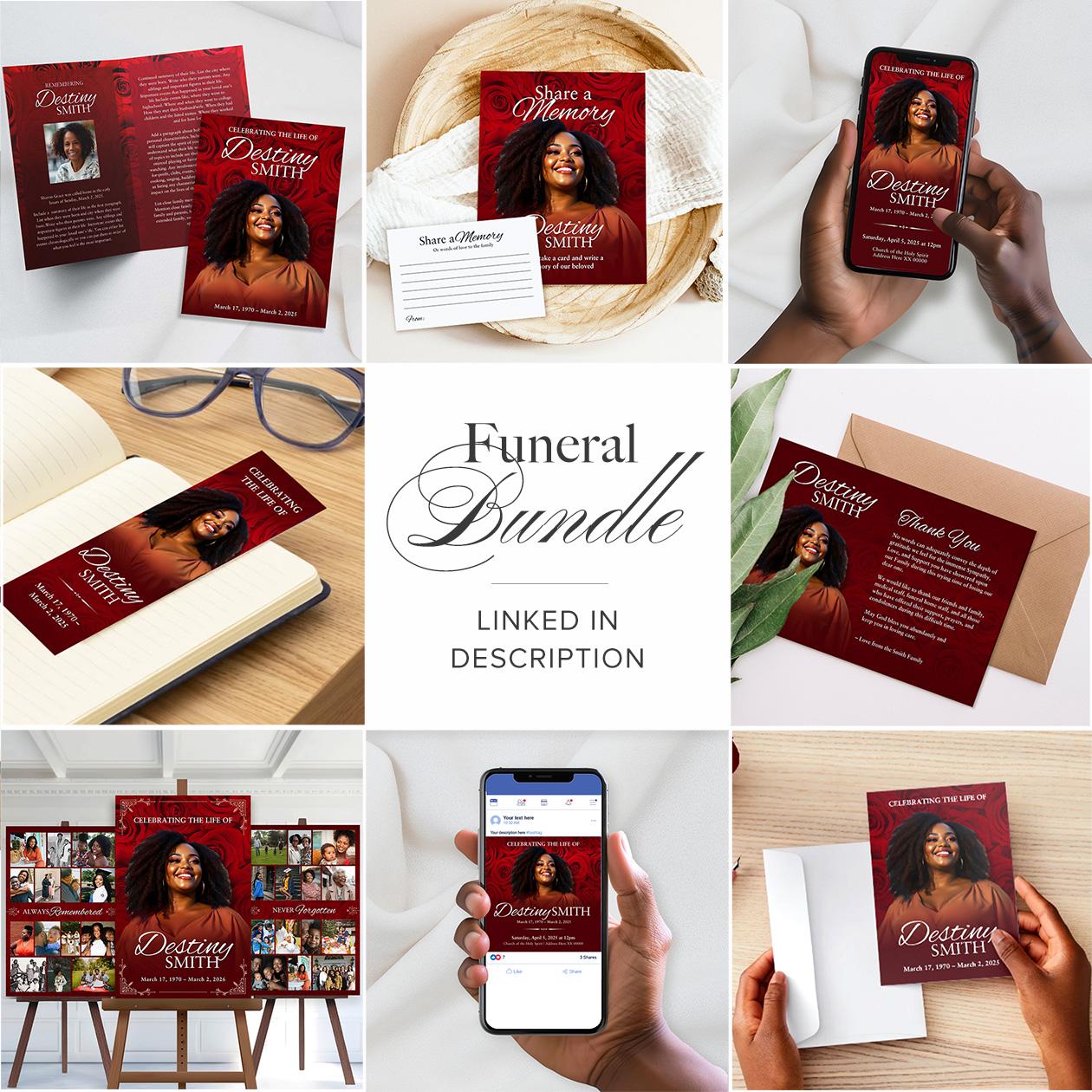 Red Rose, Funeral Evite & Social Media Funeral Invite, Electronic ...