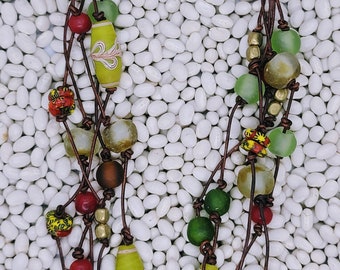 Leather Beaded Necklace