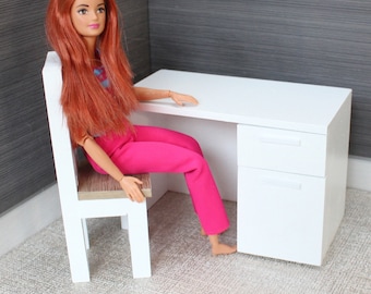 Miniature Dollhouse Desk Computer Table - 1/6 Scale – Dollhouse - White