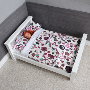 Dollhouse Bedding Set for Bed, Pram Doll House Furniture with Miniature Pillows, 1:6 Scale Duvet for 12 inch fashion doll - Pretty Flowers