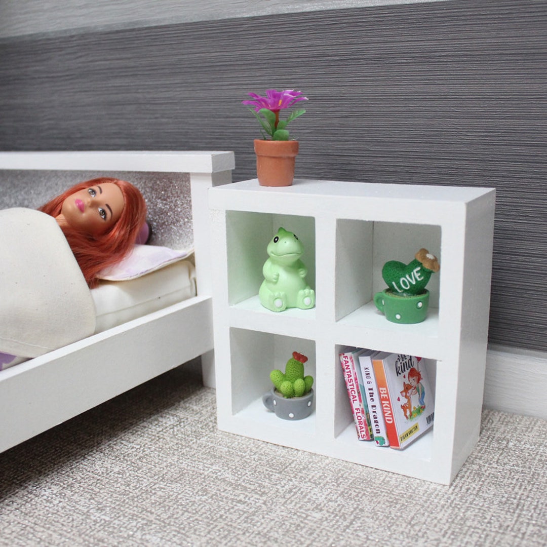 Miniature Dollhouse Cube Storage Unit White 16 Scale Doll House Furniture Fits Barbie Size