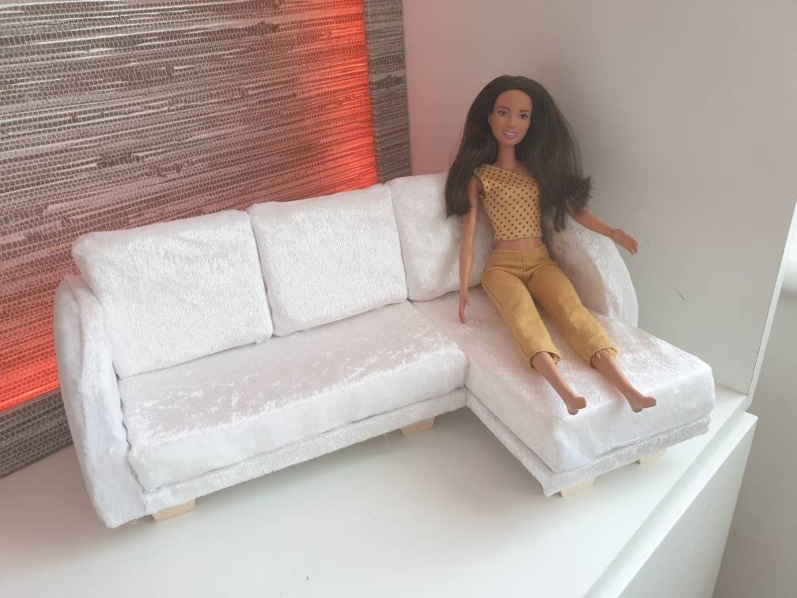 Sofa and Chaise Lounge Barbie Doll Furniture 16 Scale Etsy