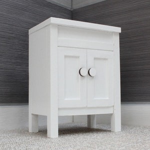 Handmade White Dollhouse Cabinet: 1/6 Scale Miniature Furniture
