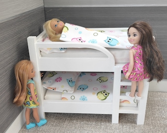 Bunk Bed for Dollhouse – For small dolls – 1:6 Scale – Modern Dolls House Furniture