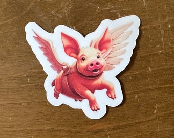 Flying Pig Sticker | Vinyl Waterproof | Die Cut Sticker | AI Generated