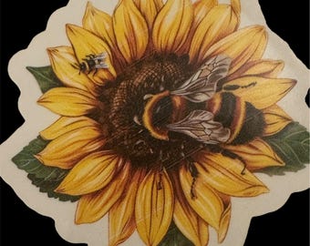 Pegatina de girasol: vinilo para portátil o botella de agua