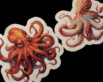 Pegatina de pulpo colorido: vinilo para portátil y botella de agua