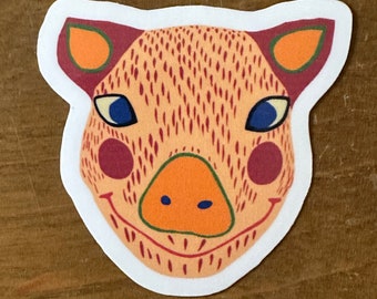 Pig Sticker | Cute Pig | Paper Mache Pig Sticker | Vinyl Waterproof | Die Cut Sticker | AI Generated