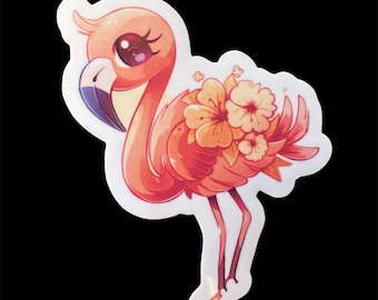 Pegatina de flamenco: vinilo de pájaro tropical para portátil y botella de agua.