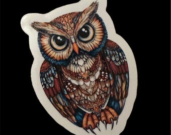Pegatina de búho: vinilo para portátil o botella de agua